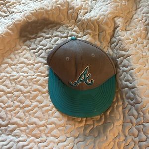 Grey and blue Atlanta Braves hat